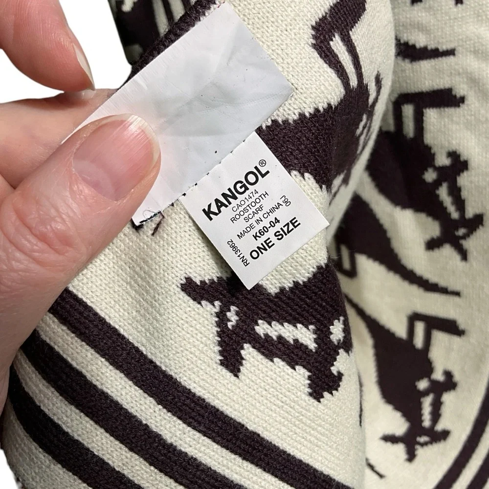Rare Kangol Blue Designer Reversible Logo Scarf 90” X 6.25” wide Kangaroos